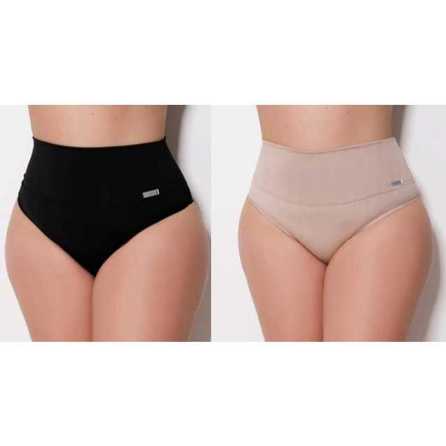 Kit Com 2 Calcinha Cinta Plus Size Suplex Alta Compressão Reduz Medida em Oferta na Shopee