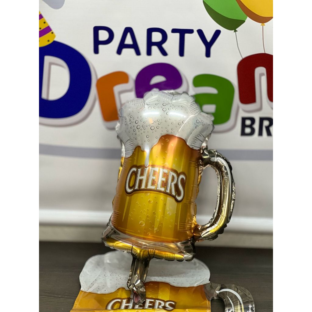 10 Balão Metalizado Caneca de Chopp 27x43cm decoração festa enfeite aniversario boteco