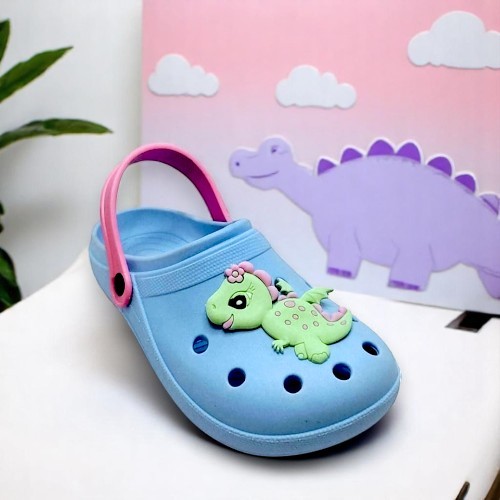 Sandália Infantil Feminino Babuche de Menina Dinossauro Rosa Papete Macia Leve e Confortável