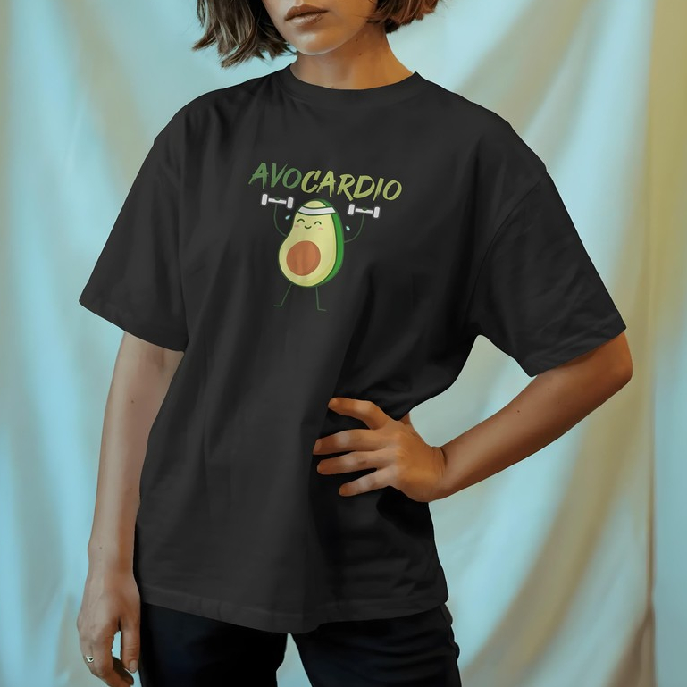 Camiseta Feminina Estampada Fitness Academia Algodão Oversized AvoCARDIO Treino Academia Premium