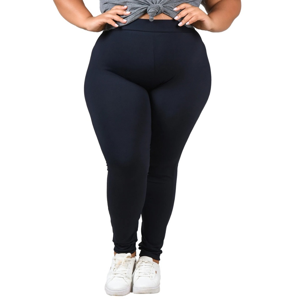 Calça Legging Plus Size Poliamida Lisa Alta Qualidade Cintura Alta