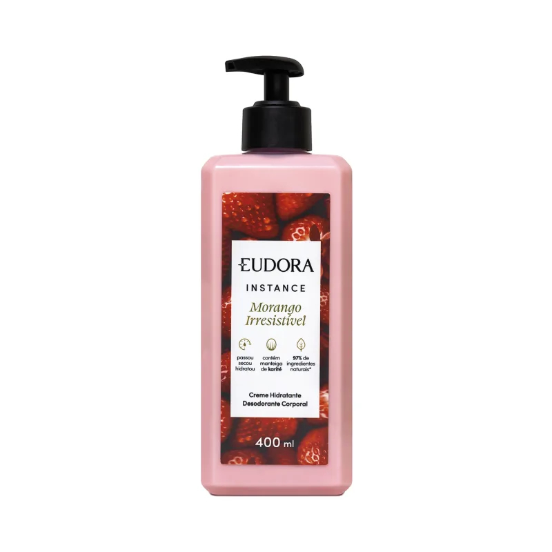 Eudora Creme Hidratante Desodorante Corporal Instance Morango Irresistível 400ml