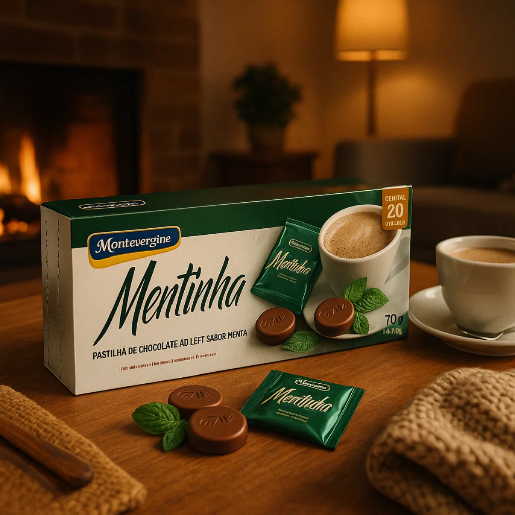 Pastilha de chocolate ao leite sabor menta  c/20 un - Montevérgine