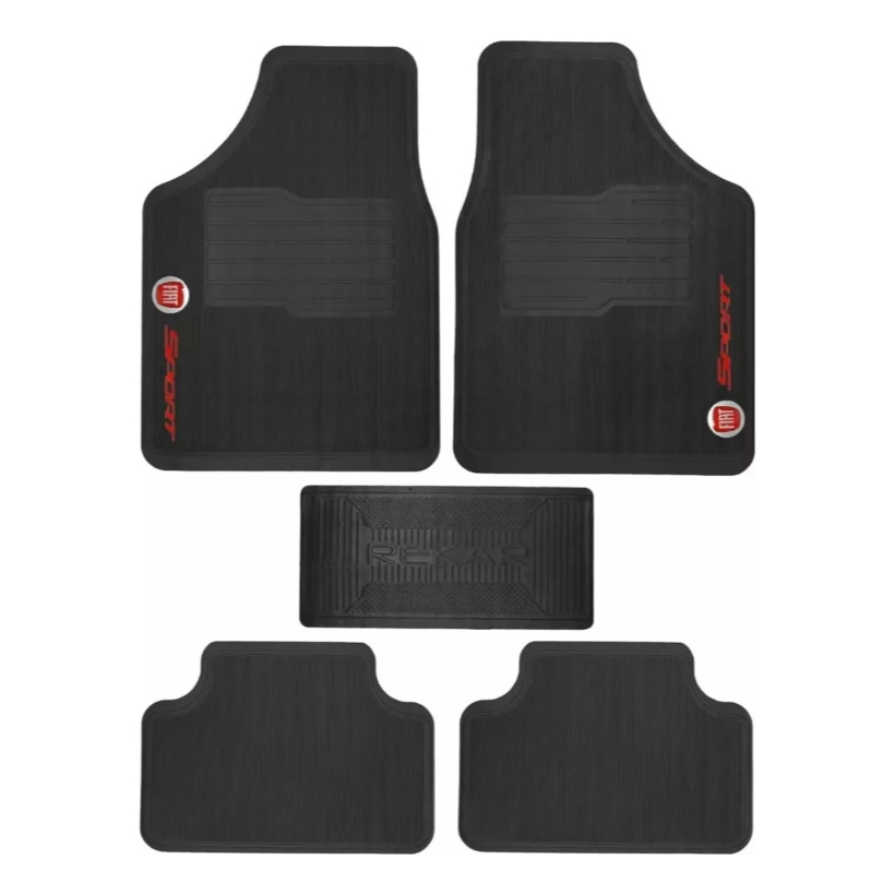 Tapete Automotivo 5 Peças Sport com Logo Fiat Bravo Linea Punto Idea