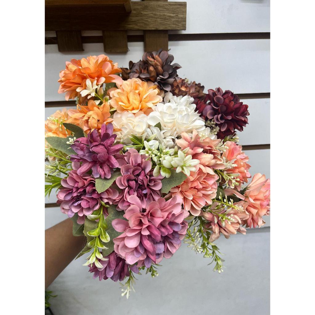 Flor Artificial Dália 30cm – 5 Ramos e 5 Flores – Decoração Elegante para decorações de mesa, banheiro....../H0029 em Oferta na Shopee