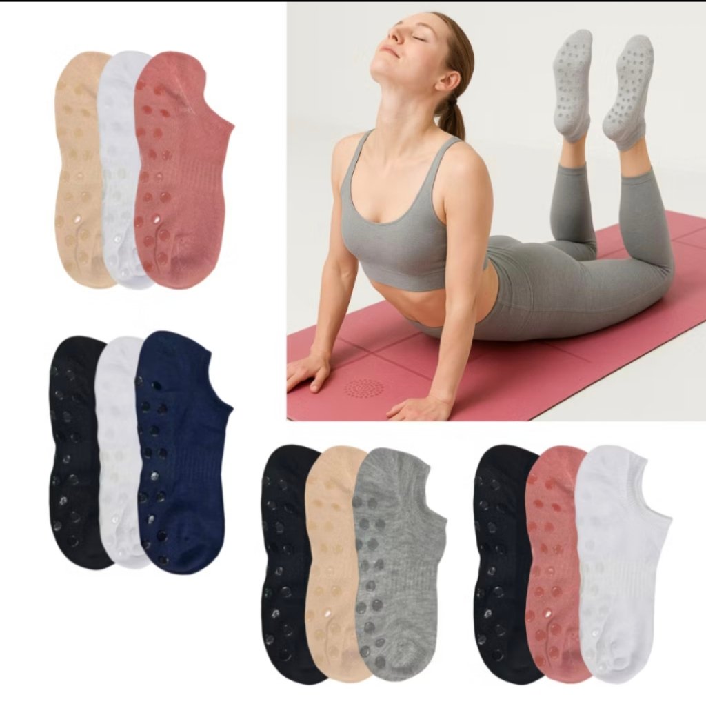 Kit 3 Pares de Meias Soquete Antiderrapante para Yoga, Pilates e Treinos em Oferta na Shopee