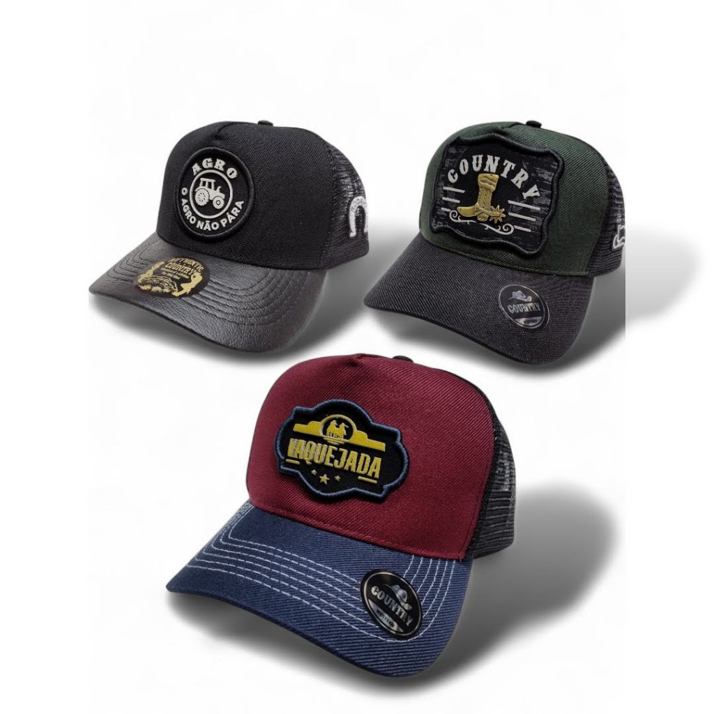 kit 10 bone country caipira cavalgada rodeio vaquejada mato agro em Oferta na Shopee