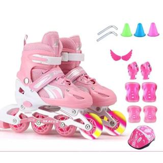 Conjunto completo profissional de patins inline infantis, patins ajustáveis ​​full flash--3915 em Oferta na Shopee