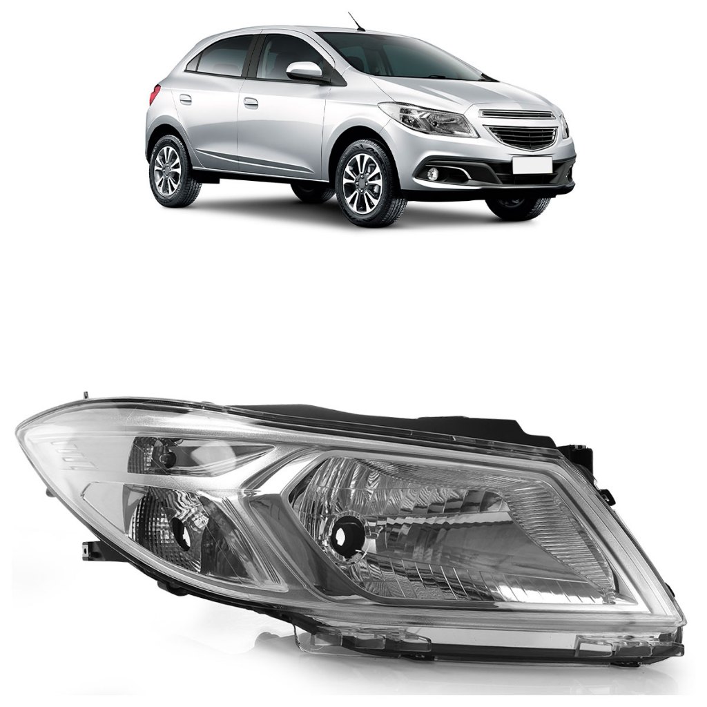 Farol Dianteiro Onix Prisma Lt Ltz Joy 2013 2014 2015 2016 2017 2018 2019 Máscara Cromada