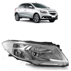 Farol Dianteiro Onix Prisma Lt Ltz Joy 2013 2014 2015 2016 2017 2018 2019 Máscara Cromada