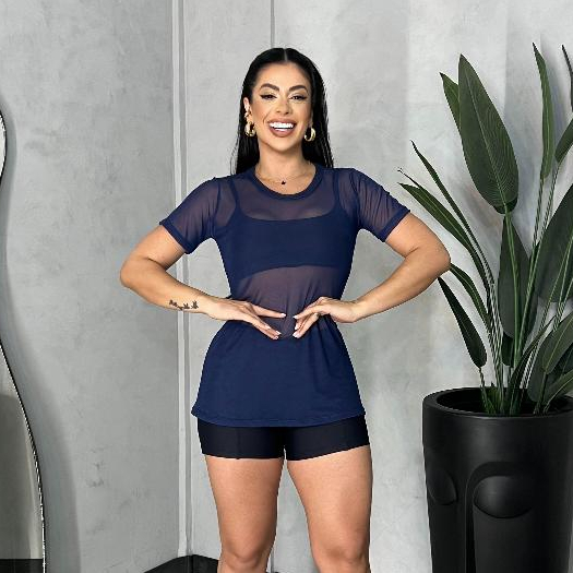 Blusa de academia fitness tule feminina em Oferta na Shopee