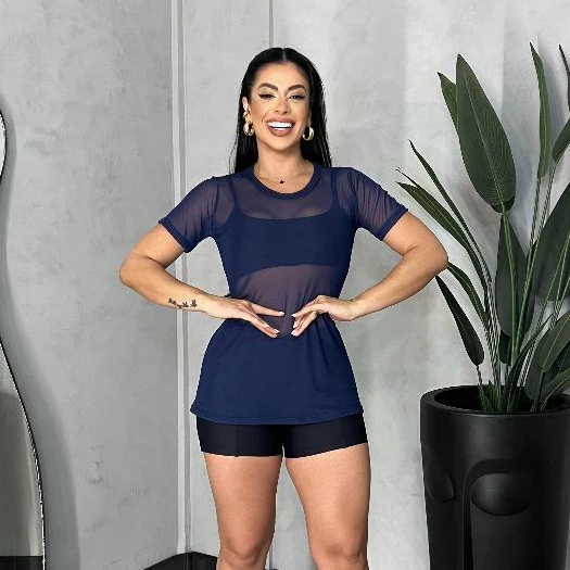 Blusa de academia fitness tule feminina — imagem 1