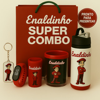 Kit Presente Enaldinho 5 Itens Personalizado com NOME – Garrafa, Copo, Cofrinho, Chaveiro ...