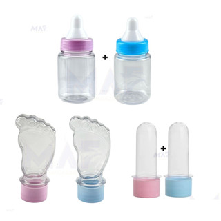 Kit 30 Lembrancinha - 10 Mini Tubete 10 Mamadeira 10 Tubete Pezinho Pé Chá de Bebe Festa