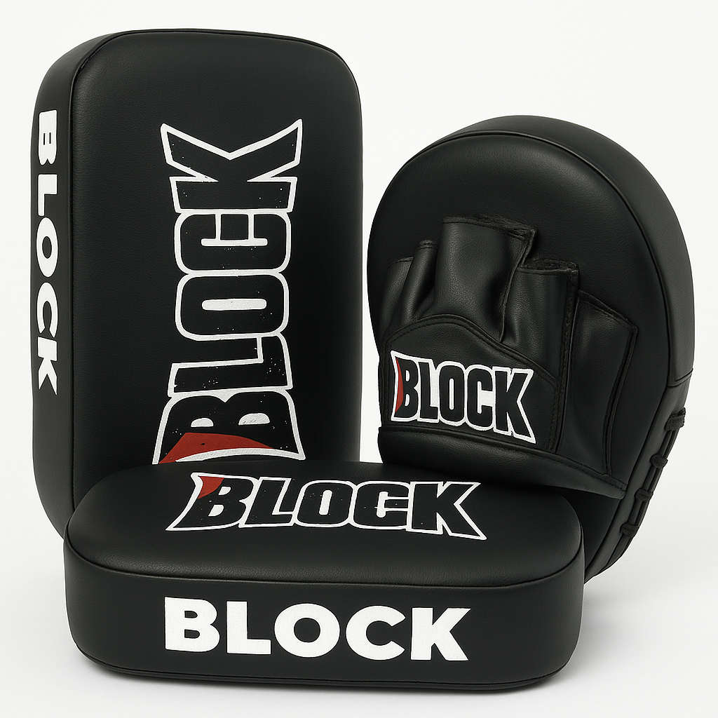 Kit Muay Thai Aparador De Chute e Manopla Treino Profissional de Muay Thai, Boxe, MMA Artes Marciais, Kickboxing, Karate