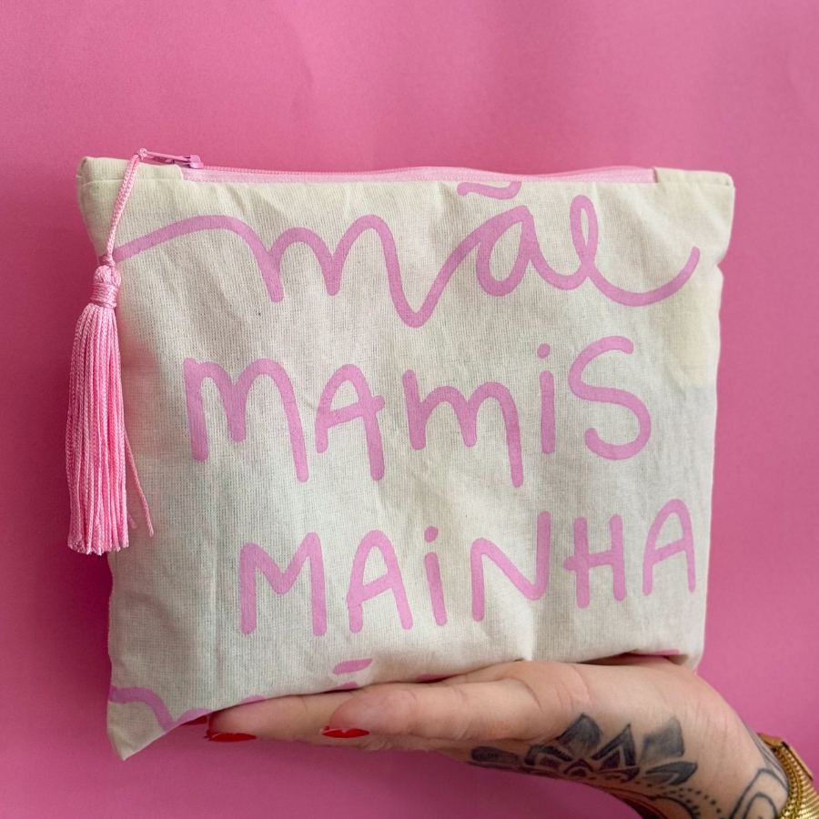 Necessaire Mãe Rosa, dia das mães, estojo, porta maquigem, acessórios, bolsinha com zíper, presente, personalizado