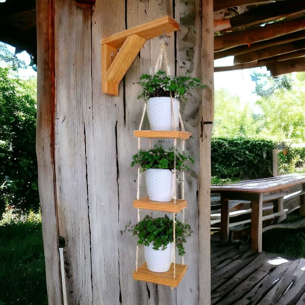 Jardim Vertical Floreira de Madeira Suporte para Plantas Suspensa Mão Francesa Decoração Jardim