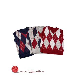 Colete Infantil Tricot Jacquard Luxo Xadrez Losango Bebê Menino Cores Vermelho Cinza Marinho Roupa em Oferta na Shopee