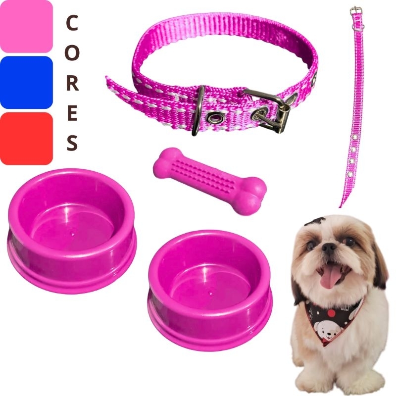 Kit Cachorro Comedouro Para Cachorro Brinquedo Pet Simples Pequeno