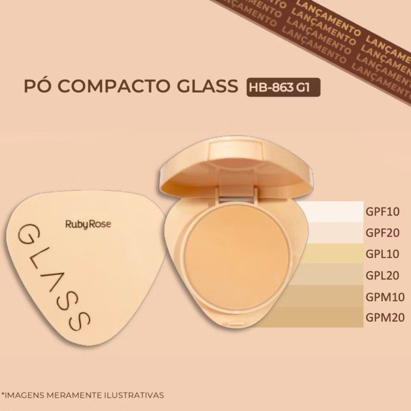 Pó Compacto Textura Aveludada Glass Face Pele Contorno by Ruby Rose em Oferta na Shopee