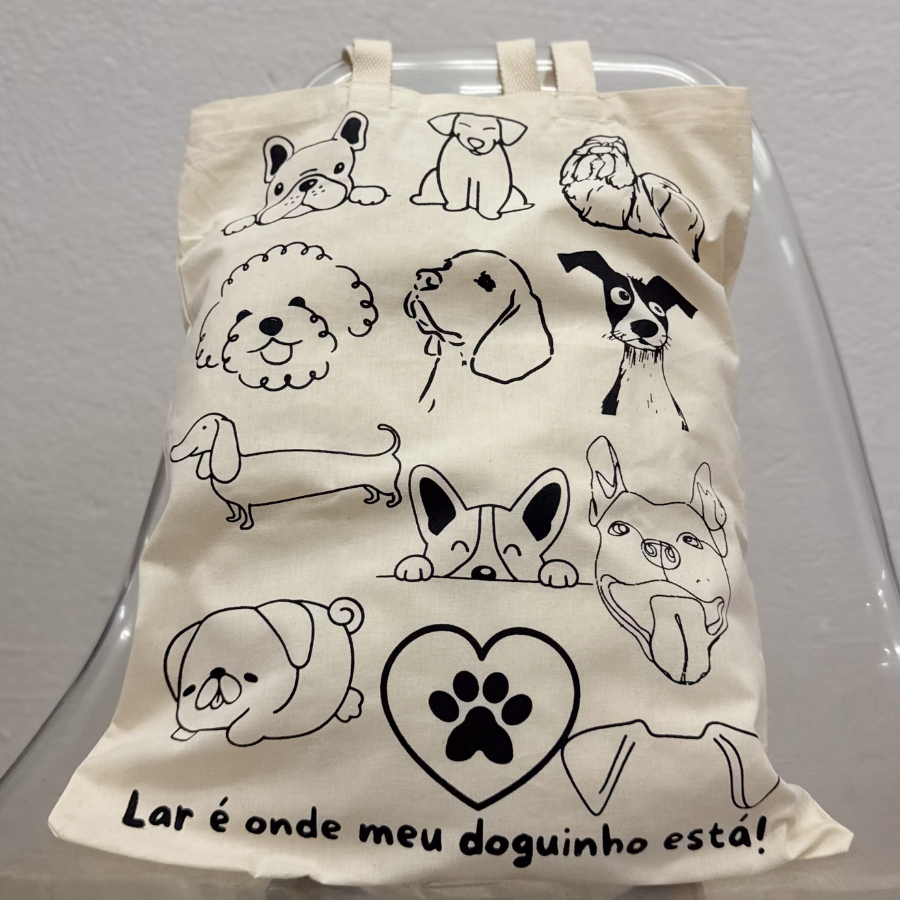 Ecobag Lar é onde meu Doguinho está. sacola ecológica,escola,faculdade, curso,personalizado,brinde,praia,moda,brinde