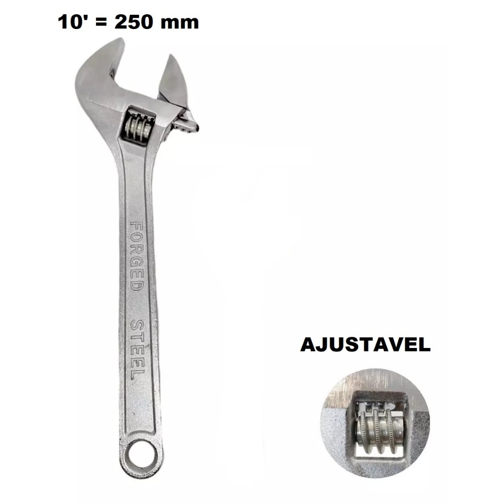 CHAVE INGLESA AJUSTAVEL 10' AÇO CABO ERGOMETRICO PROFISSIONAL