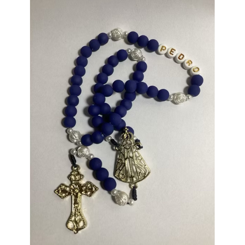 Terço Nossa Senhora personalizado COM BOLINHA EMBORRACHADA e com nome a escolher em Oferta na Shopee