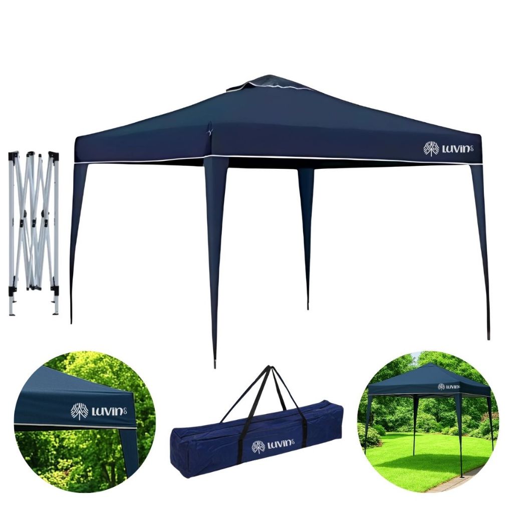 Gazebo Tenda Sanfonada Articulada Luvinco 3x3m Azul Impermeável Resistente Proteção Ar Livre Camping em Oferta na Shopee
