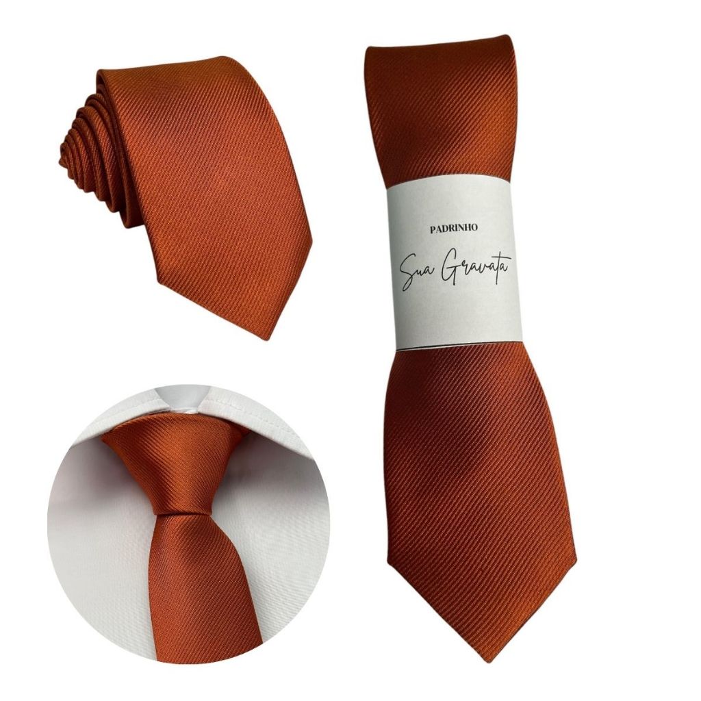Kit 05 a 20 Gravatas Terracota Slim Riscadinha em Oferta na Shopee