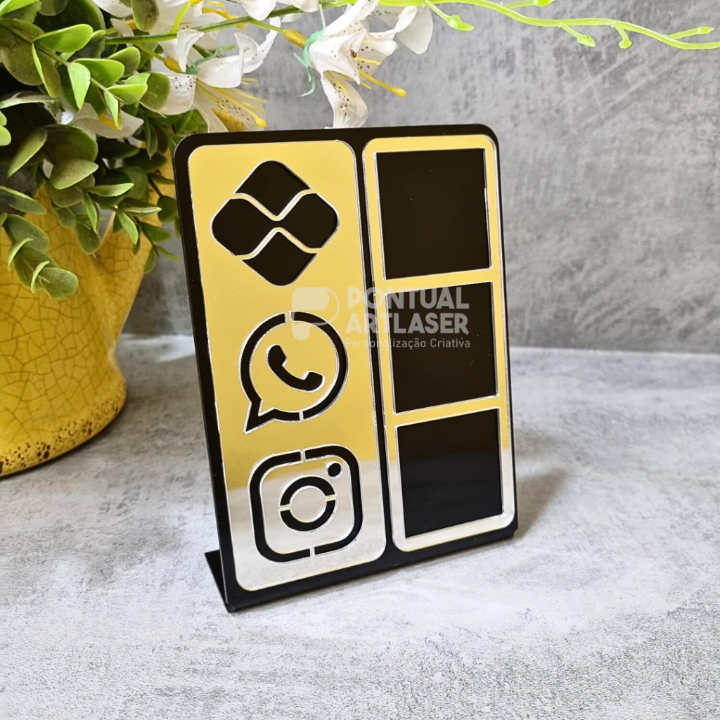 Placa Pix Display Acrílica Qr Code Mesa Balcão Pix Instagram Acrilico Loja Estabelecimento em Oferta na Shopee