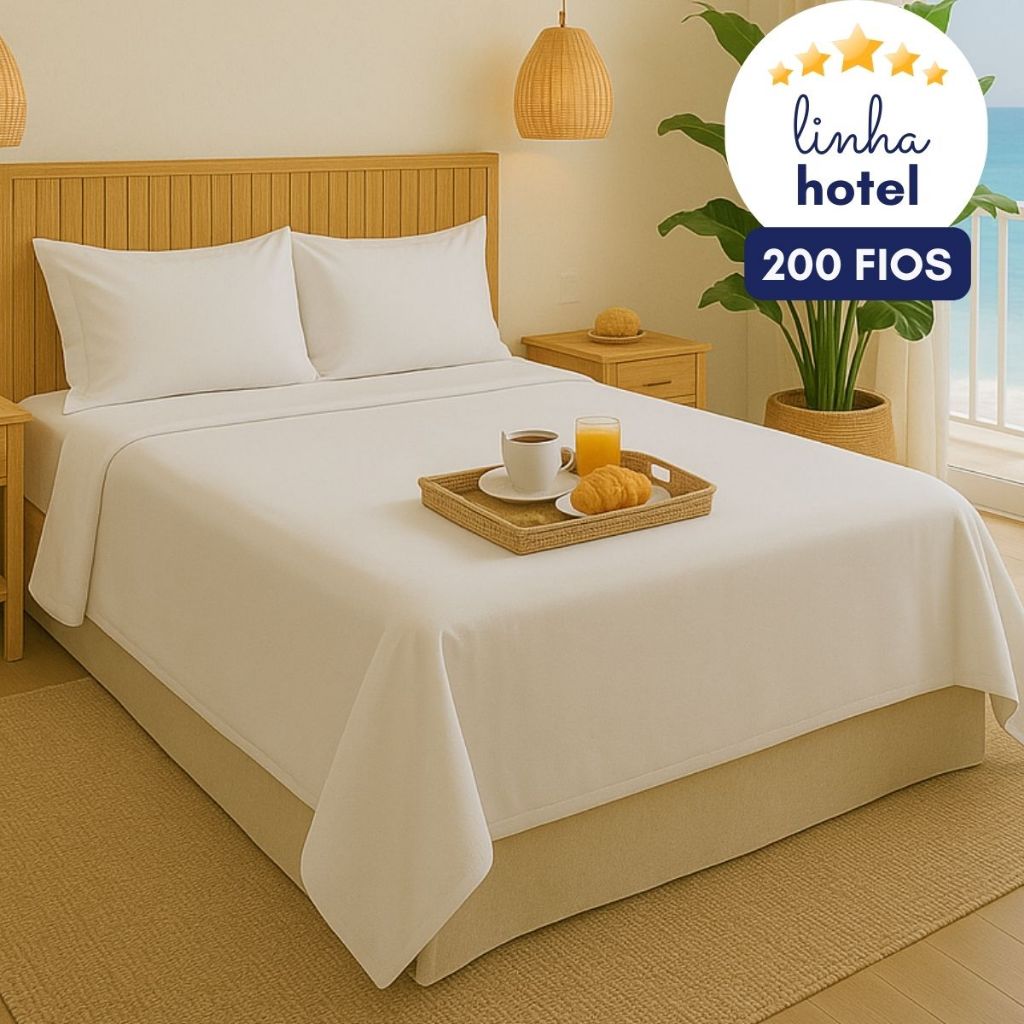 Kit Jogo de Cama Casal Hotel Lençol com Fronha Percal 100% Algodão 4 peças Roupa de Cama Completo