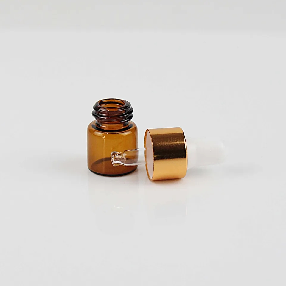 Kit 50 Frascos Conta Gotas Vidro Óleo Essencial Âmbar 1ml
