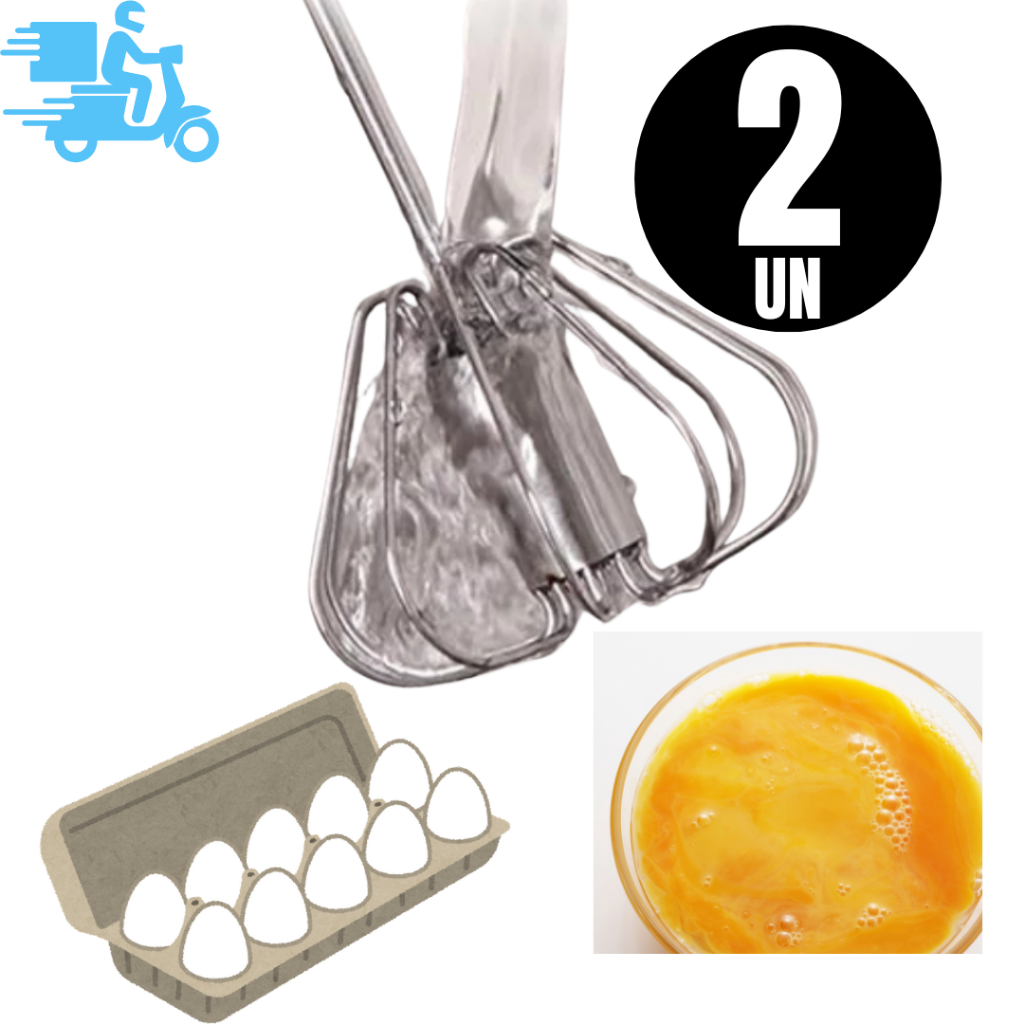 Conj 2 e 1 Mixe Semi Automático Giratório em Inox Misturador de Ingredientes Mexer Ovos .