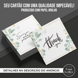 Cartão de Agradecimento PERSONALIZADO COM SUA ARTE - 9x9cm - PAPEL BRILHO - FRENTE E VERSO em Oferta na Shopee