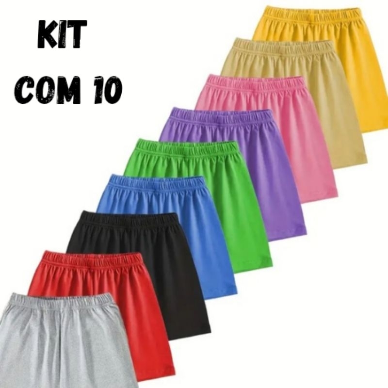 kit 10 Short Feminino Soltinho Com Elástico Na Cintura Atacado Revenda