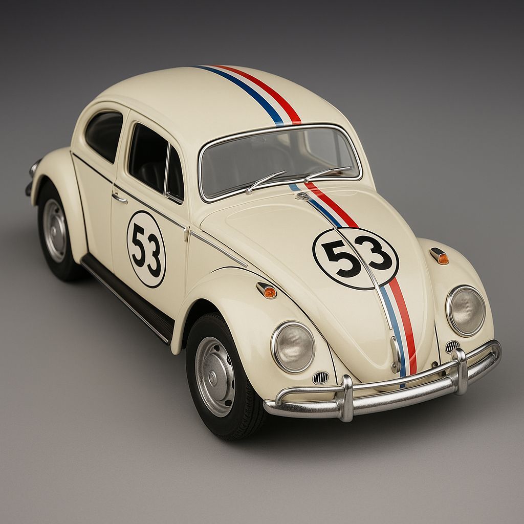 Miniatura Carro Fusca Herbie 53 fusquinha de metal edição de metal - Pneus em borracha e Rodas originais