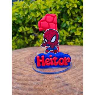 vela de aniversário HOMEN ARANHA BABY, GUT personalizada, biscuit, topo de bolo com nome e pavio em Oferta na Shopee