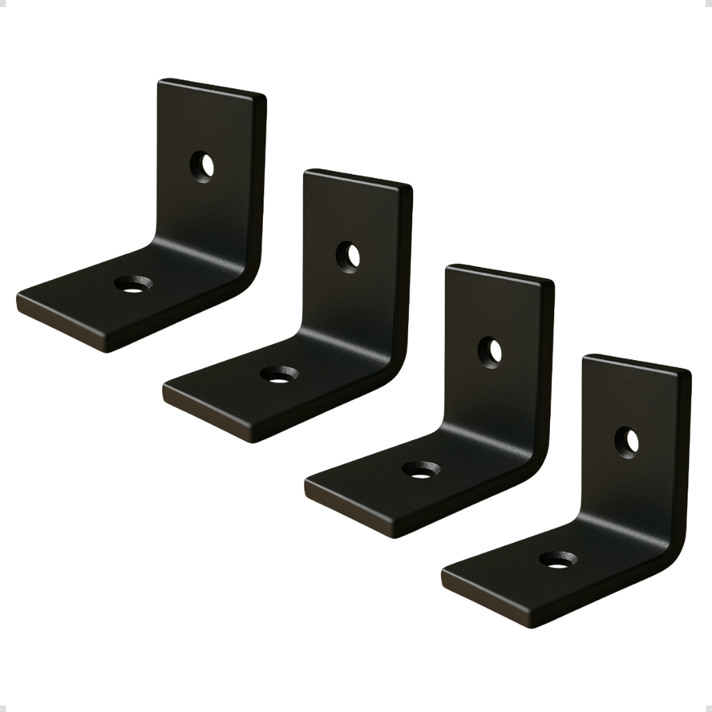 Kit 4 Pç Cantoneira Apoio L Super Reforçada Preta 5x5cm C4 Ep 50x50mm Chapa 4,75mm