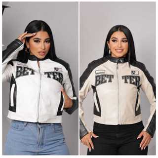 jaqueta de couro college feminina better blusa de frio motoqueiro