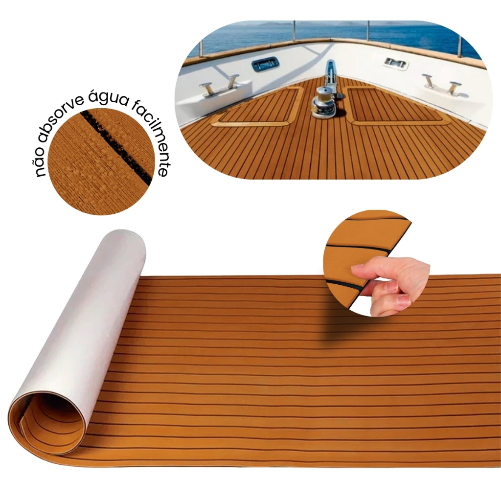 Piso Náutico Placa Tapete Eva Barcos Jet Ski Teka Premium 1,80x50