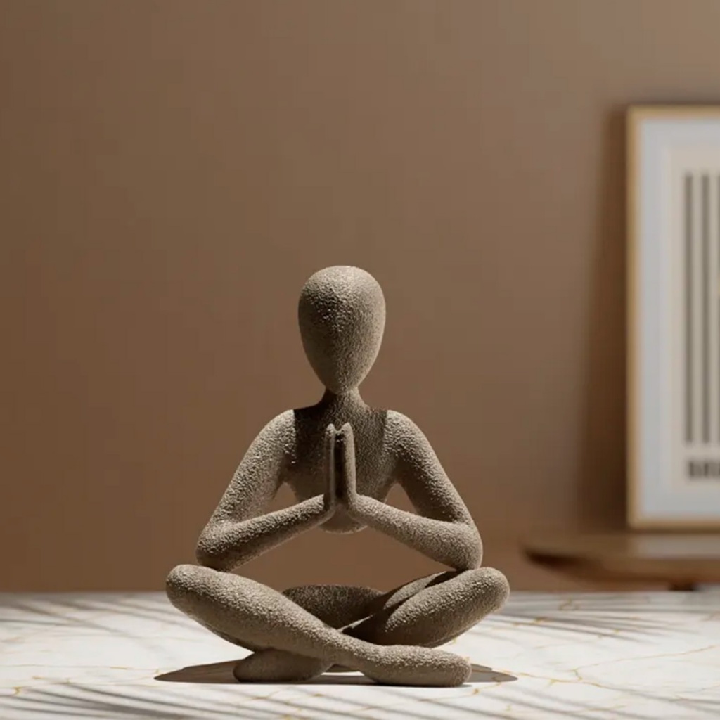 Imagem Estátua Decorativa de Meditação e Yoga  Escultura Zen Para Sala Escritório e Loja