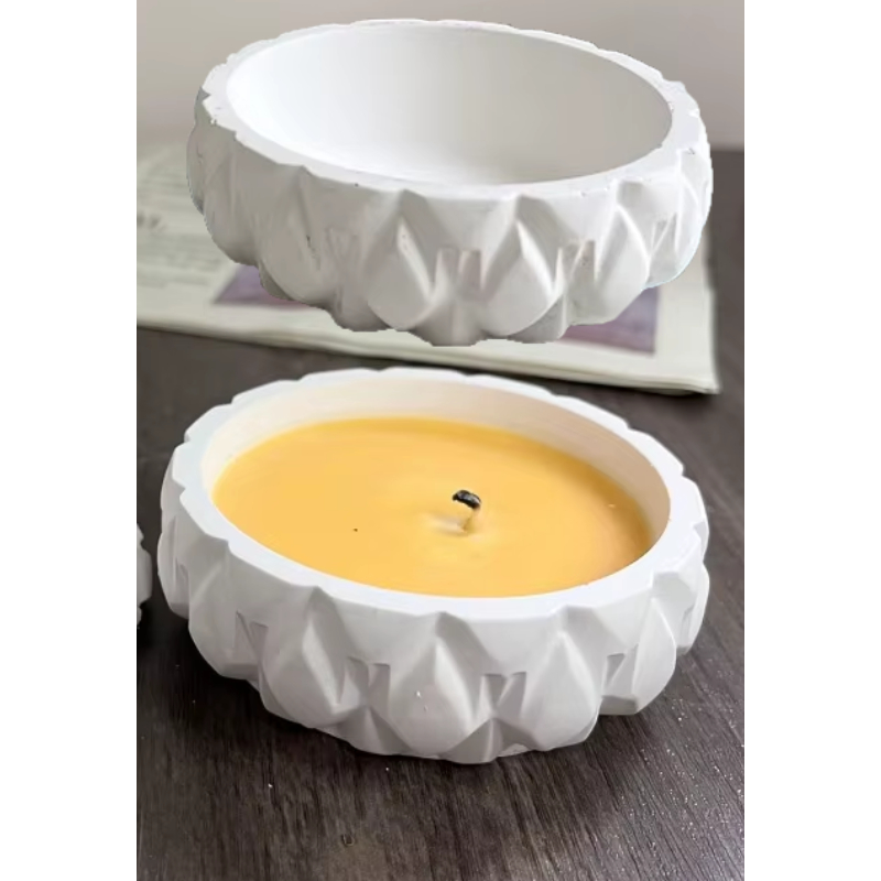 Kit de 15 vasinhos de gesso cru branco para velas com paredes reforçada e estilo geométrico W8 DECOR