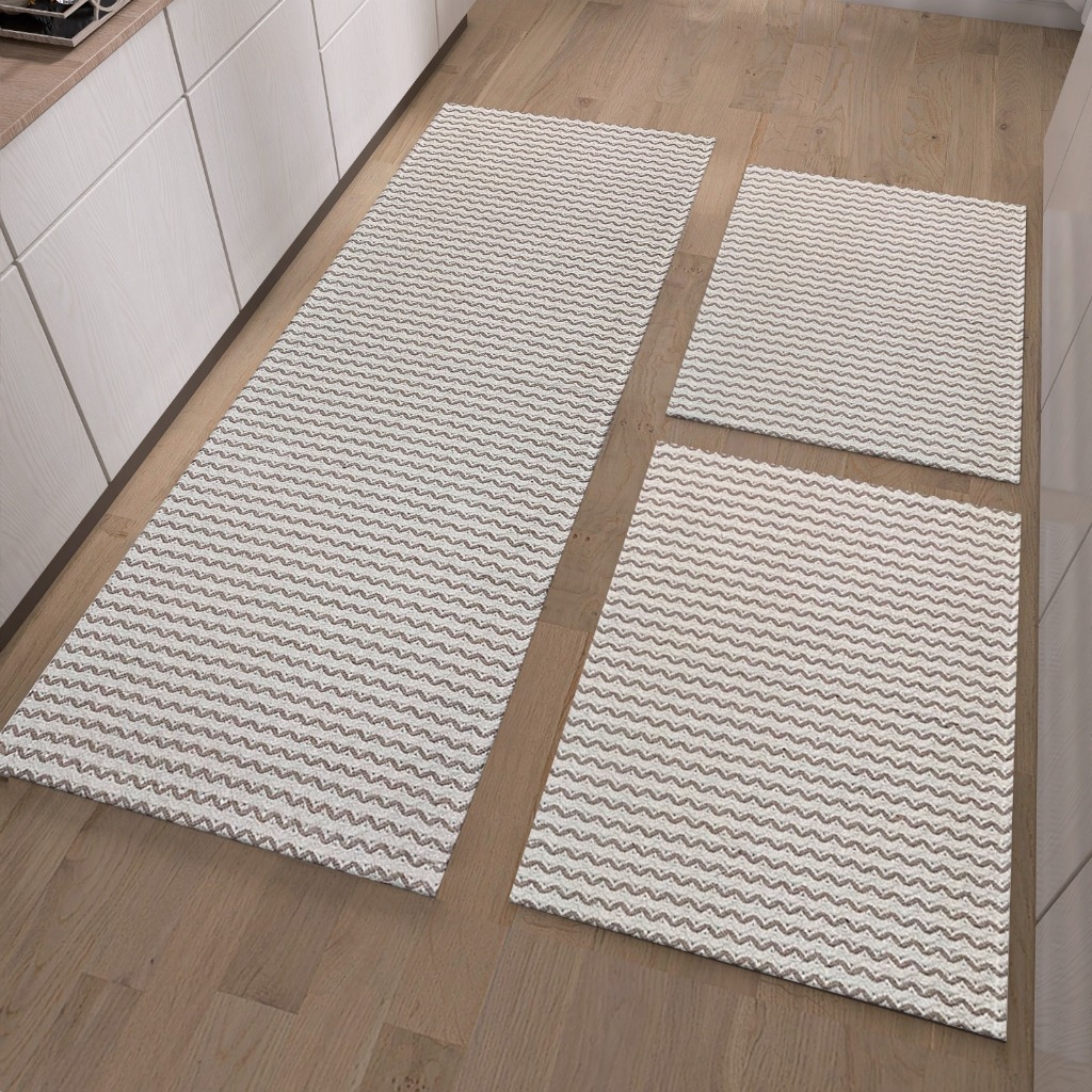 Jogo De Passadeiras 3 Peças Sendo 2 Tapetes 40 cm x 60 cm E 1 Passadeira 40 cm x 130 cm  -...