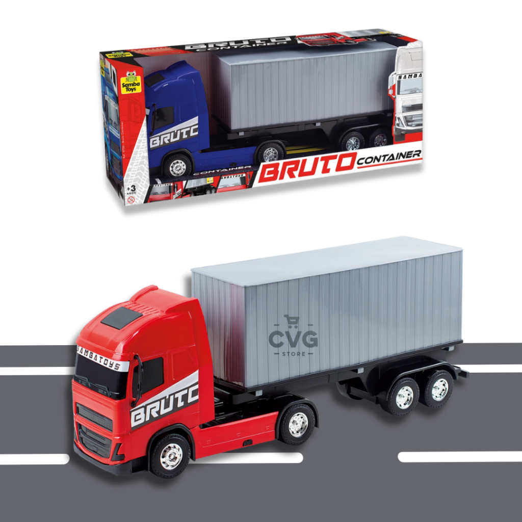 Caminhão de Brinquedo Infantil Carrinho Bruto Container Racing Roda Livre Colecionável 4x4