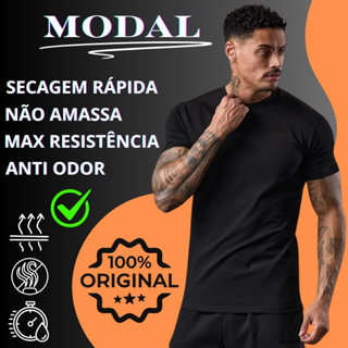 Camiseta Modal Versátil Masculina Academia Dia a Dia em Oferta na Shopee