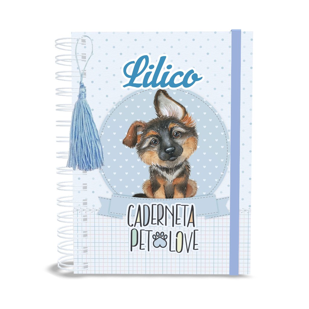 Caderneta de Vacina Pet, A6 ou A5, Capa Dura, Raça Pastor Alemão German, Macho ou Fêmea