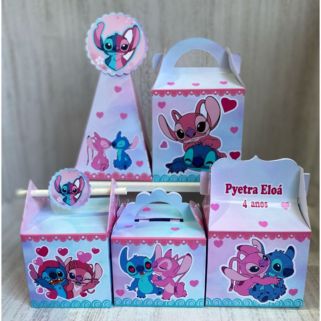 PEGUE E MONTE - Kit festa lembrancinhas - Stitch / Lilo & Stitch / Stitch e Angel aniversario - caixinhas personalizadas