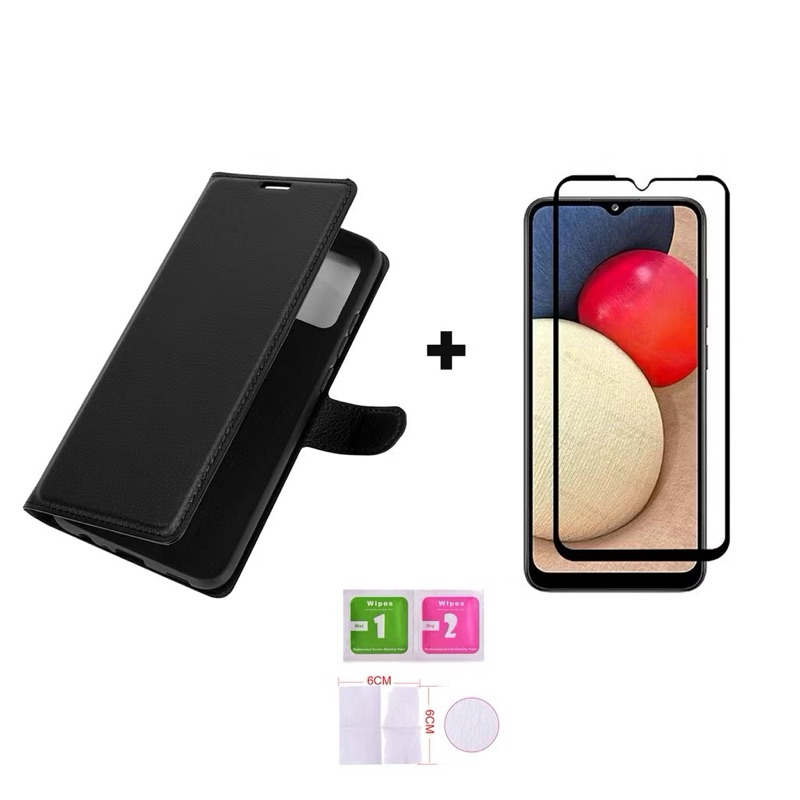 Kit Capa Carteira Flip + Película 3D Para Samsung A01 A02 A03core A10 A10S A11 A12 A13 A20 A22 A23 A24 A32 A34 A50