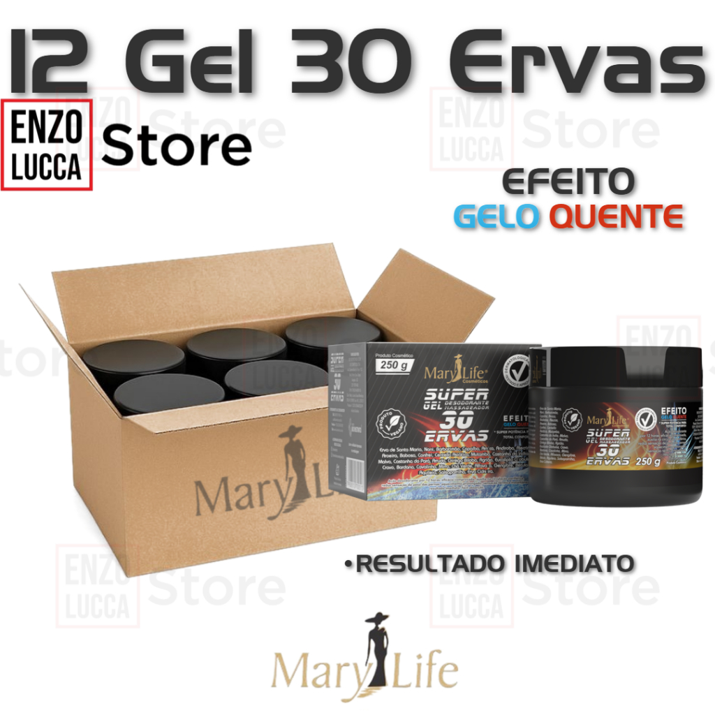12 Super Gel 30 Ervas Mary Life Pote 250g
