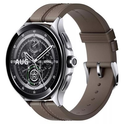 Relogio Smartwatch Xiaomi Watch 2 Pro M2234W1 Case de Prata com pulseira de couro